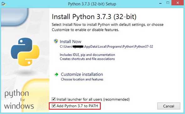 Python installer window